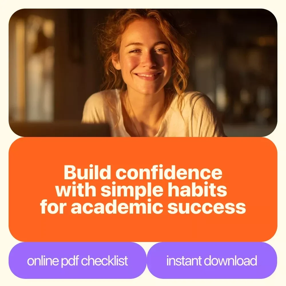 Confidence Kickstart Checklist: Your Step-by-Step Guide to Academic Success | How to Gain Confidence in Studies Printable Study Confidence Checklist