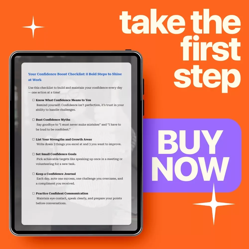 Your Confidence Boost Checklist: 8 Bold Steps to Shine at Work | Workplace Confidence Guide, Career Confidence Builder, Professional Self-Esteem Digital Download