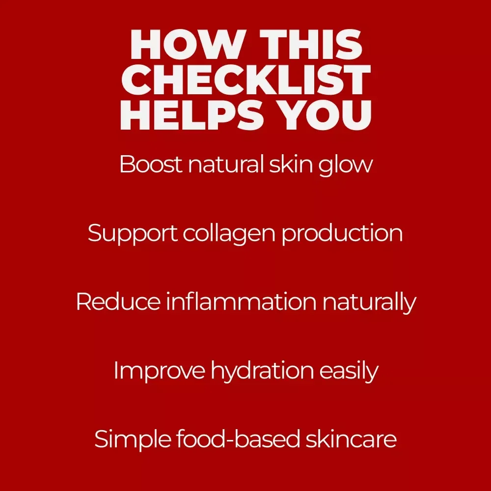 Natural Glow Checklist: Foods That Make Your Skin Shine – Simple Guide to Foods That Help Skin Glow Naturally, Radiant Skin Nutrition Checklist, Instant Digital Download