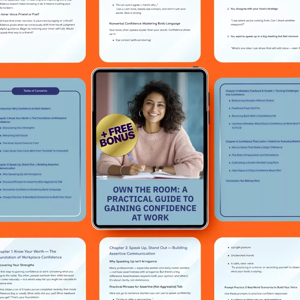 Own the Room: A Practical Guide to Gaining Confidence at Work | How to Gain Confidence in the Workplace | Career Confidence Guide & Digital Download