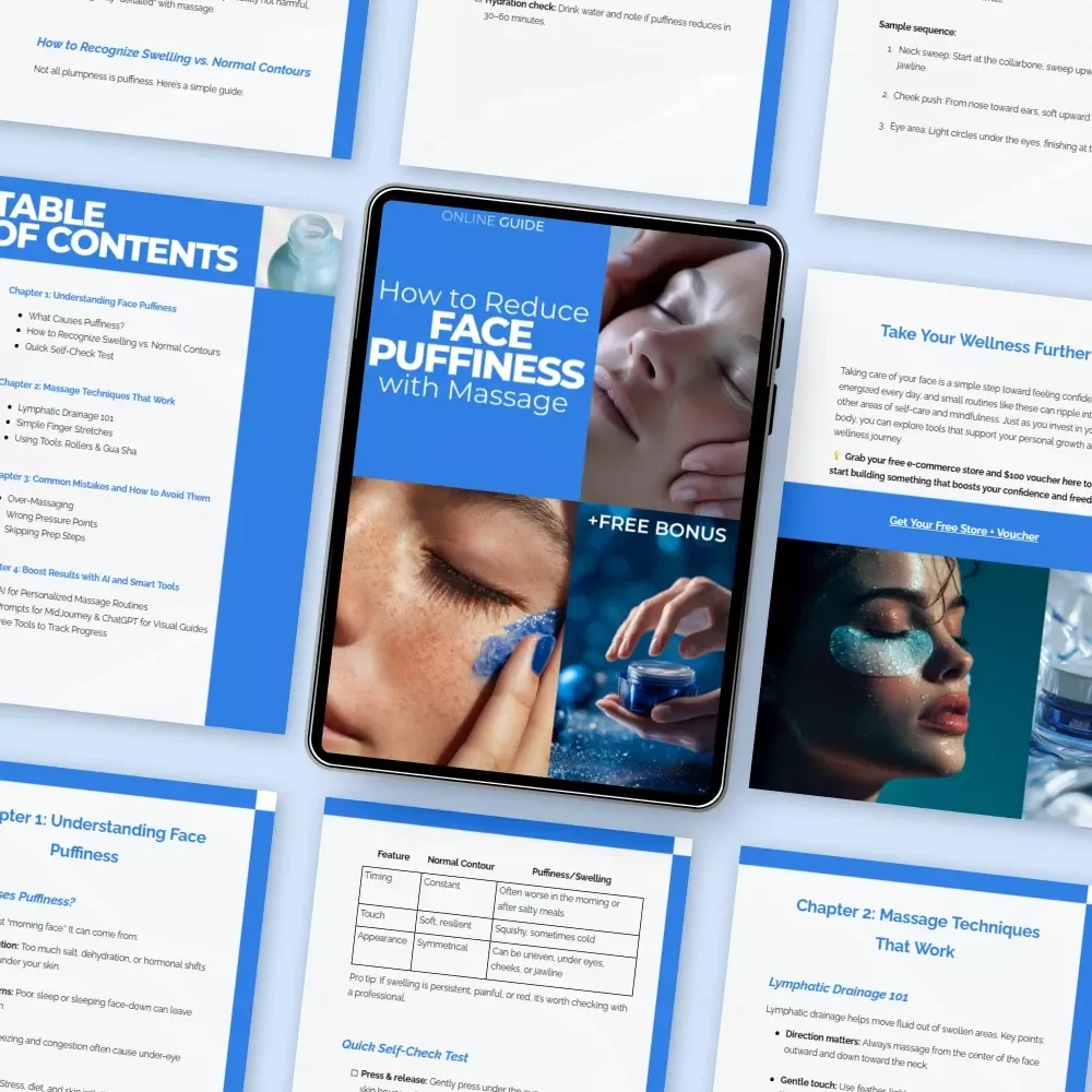 How to Reduce Face Puffiness with Massage | Face Puffiness Reduction Massage Guide | Lymphatic Drainage, Gua Sha & AI Tools Digital Download
