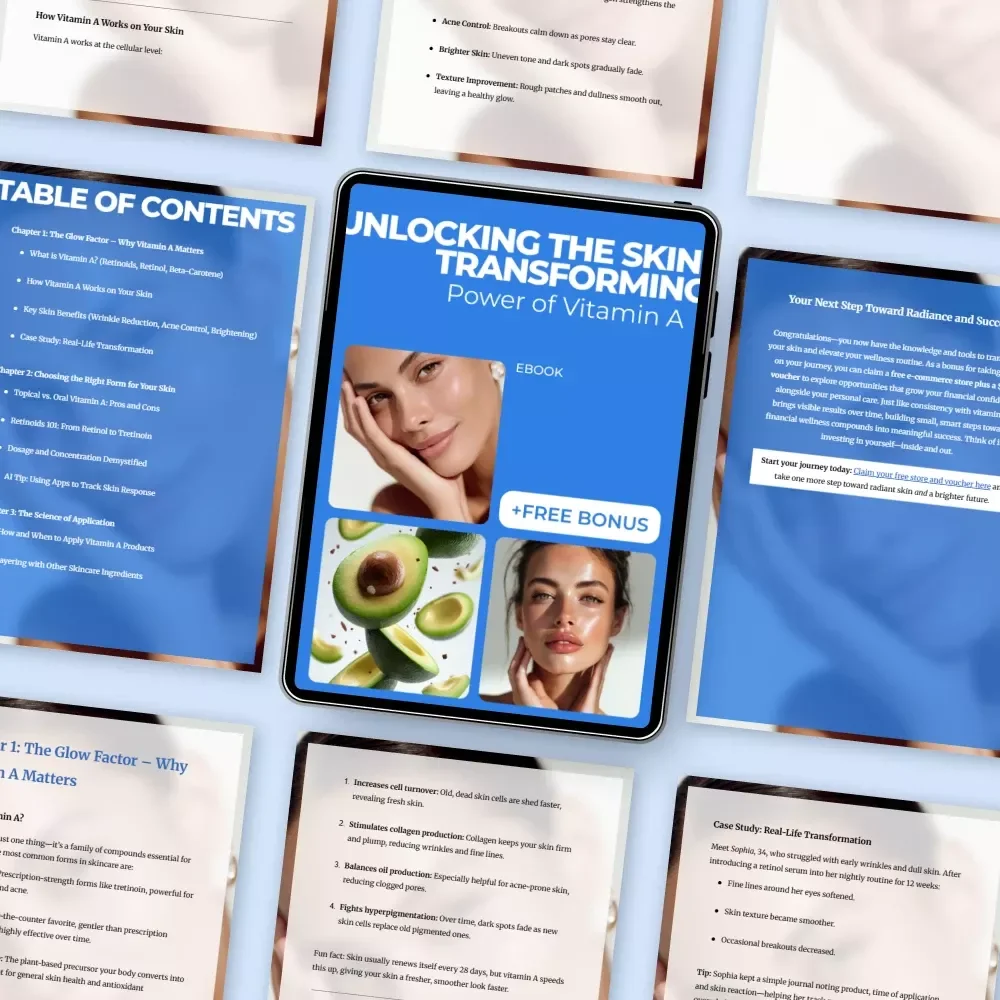 Unlocking the Skin-Transforming Power of Vitamin A | Ultimate Skincare eBook Guide on vitamin a for skin benefits | Glow, Acne & Anti-Aging Routine