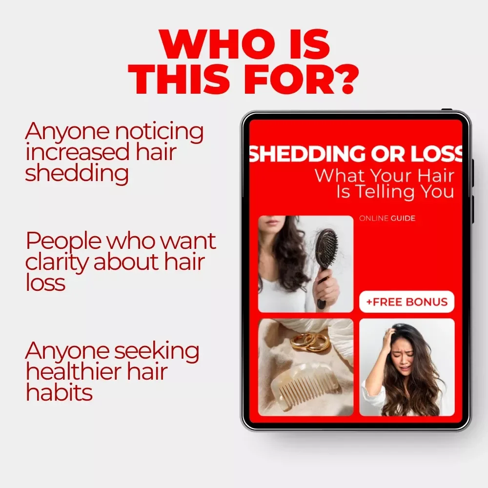 Shedding Or Loss, What Your Hair Is Telling You – Hair Shedding Explained, Hair Loss And Warning Signs, AI Hair Analysis Guide, Digital Download