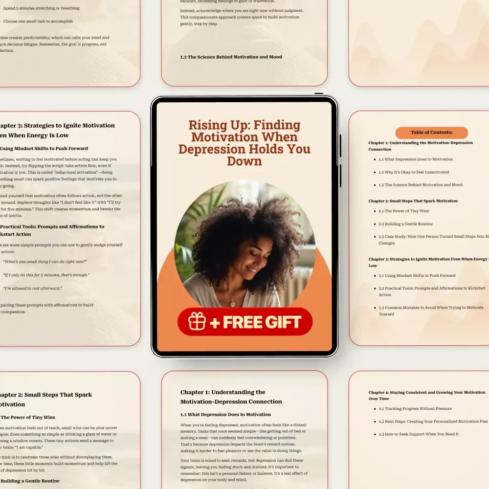 Rising Up: Finding Motivation When Depression Holds You Down | Mental Health Self Help Guide | Motivation & Depression eBook | Gentle Productivity & Healing Checklist