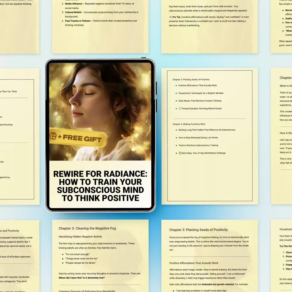 Rewire for Radiance: How to Train Your Subconscious Mind to Think Positive – Digital Guide for Positive Thinking, Mindset Reset & Subconscious Reprogramming