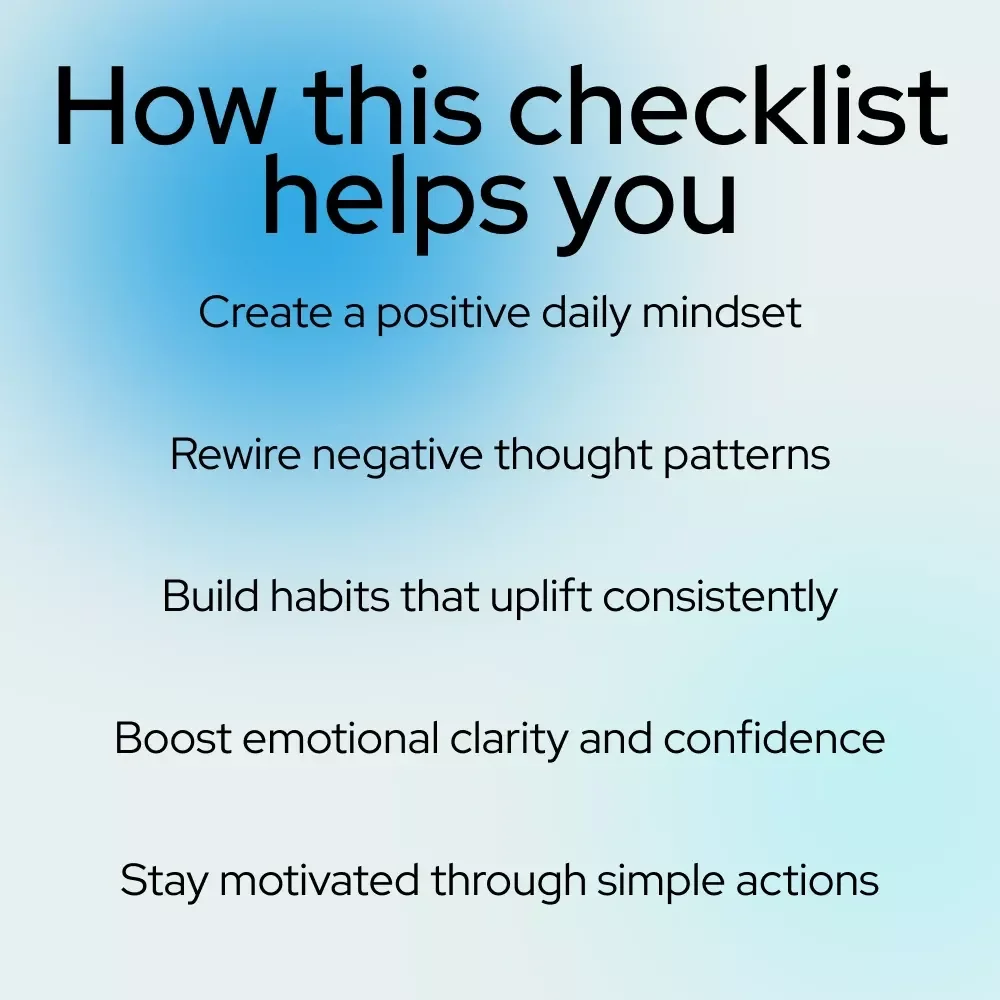 Bright Side Boost: Your Ultimate Positive Attitude Checklist | How to Have a Positive Attitude Daily | Printable Mindset Reset & Self-Growth Guide
