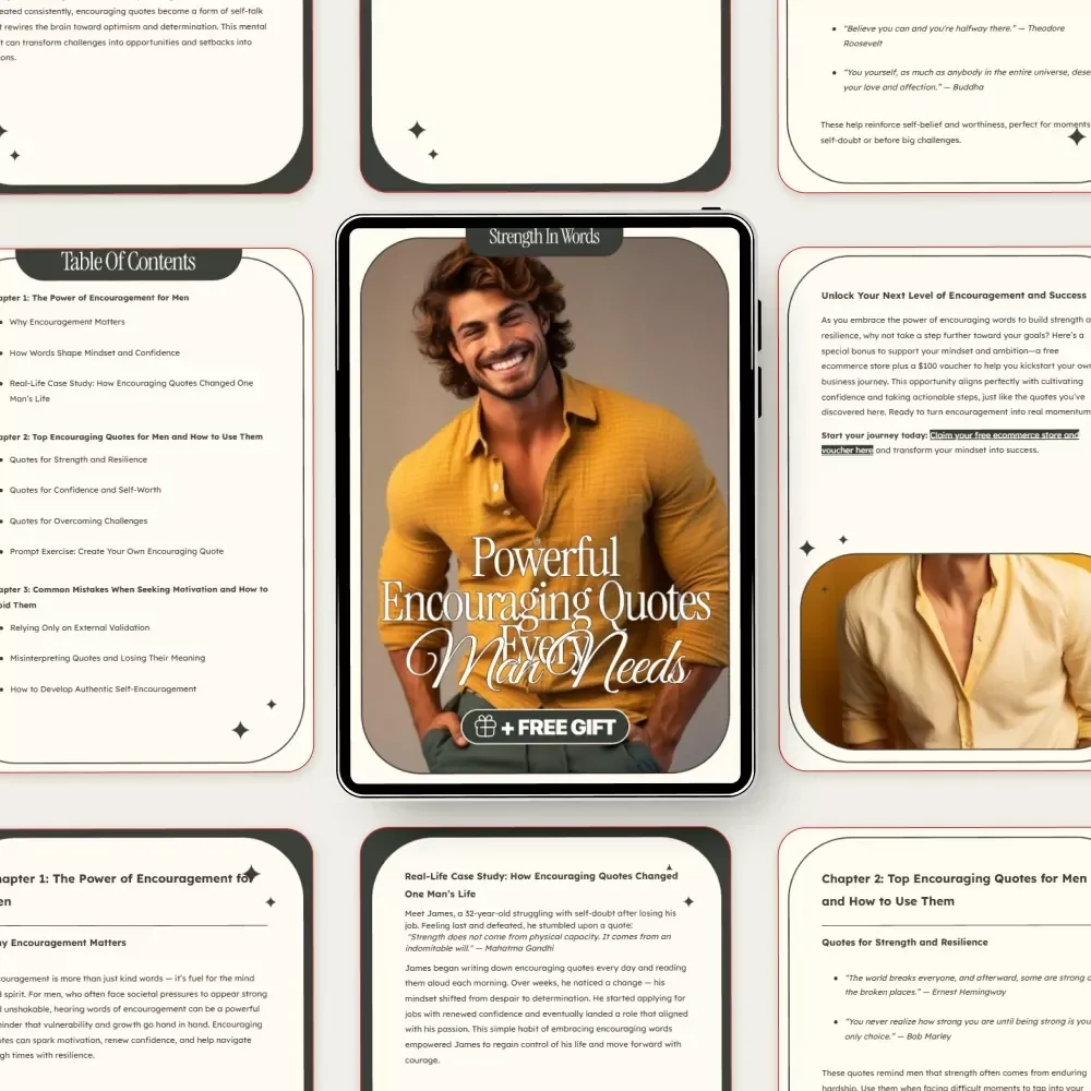 Strength in Words: Powerful Encouraging Quotes Every Man Needs - Digital Guide for Building Confidence and Resilience