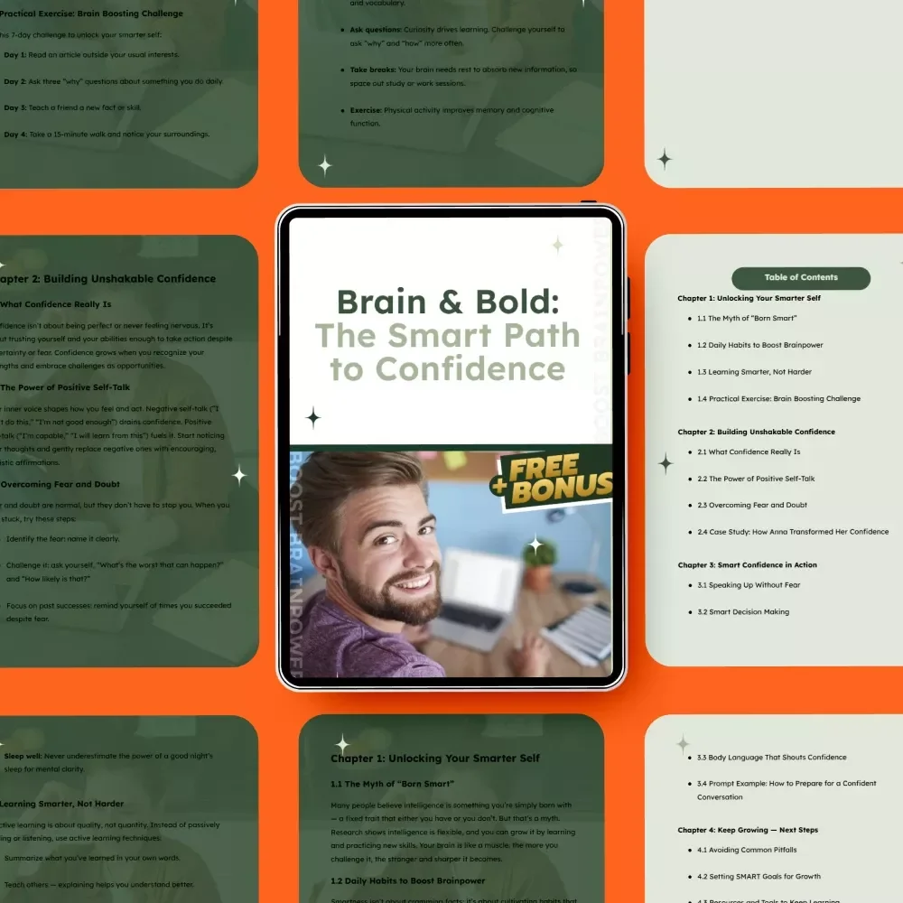 Brain & Bold: The Smart Path to Confidence | Digital Confidence Guide, Self-Improvement eBook, Smart Thinking & Personal Growth Download