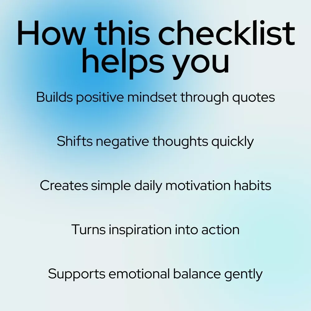 Checklist: Tiny Sparks for a Big Positive Attitude — Your Daily Boost Plan | Digital Checklist with Small Quotes on Positive Attitude for Mindset & Motivation