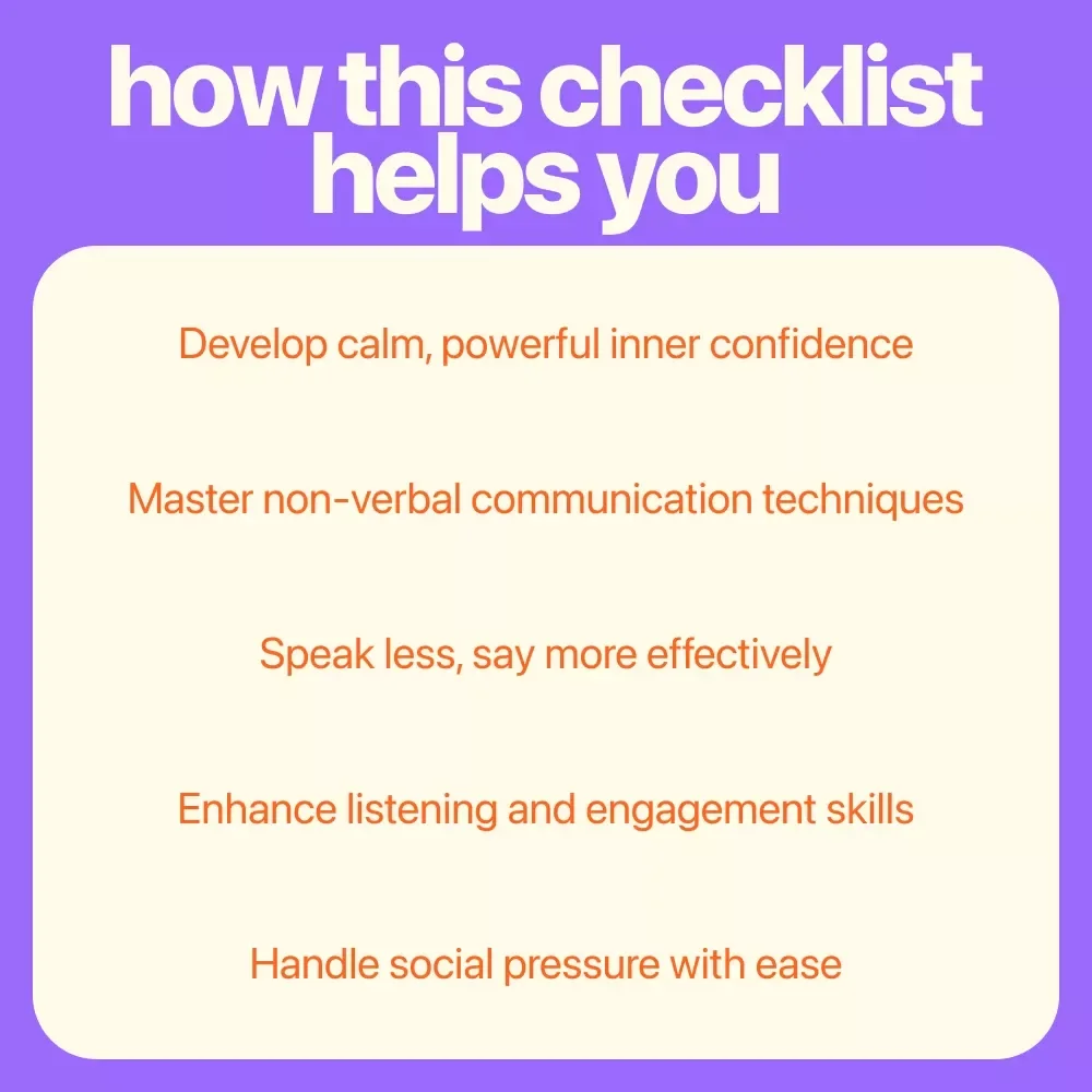 The Quiet Confidence Kickstart Checklist: Build Your Silent Strength Step-by-Step – Digital Download for Personal Growth