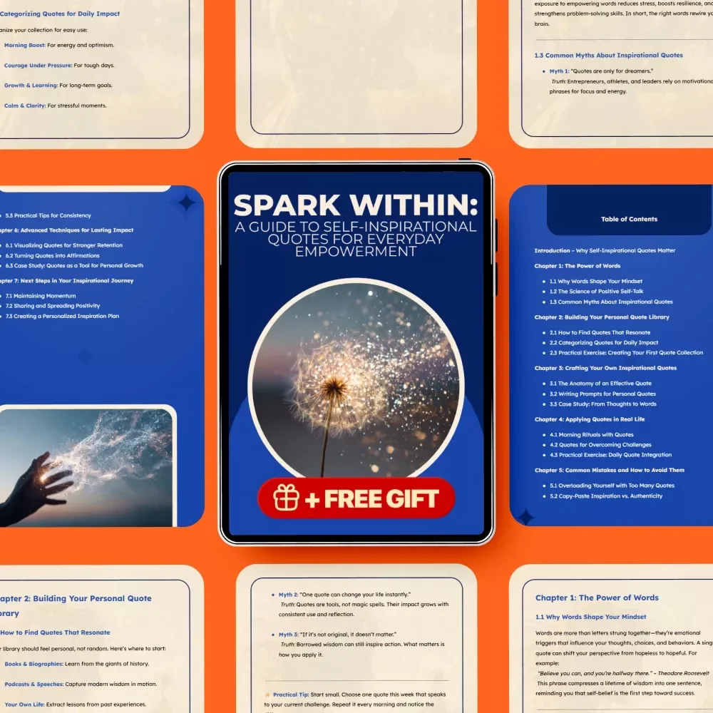 Spark Within: A Guide to Self-Inspirational Quotes for Everyday Empowerment | Digital eBook for Motivation, Positive Mindset, Self-Growth & Daily Inspiration