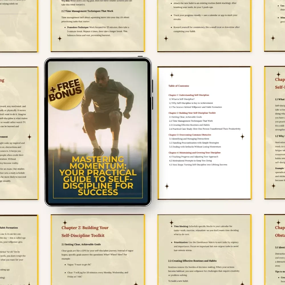 Mastering Momentum: Your Practical Guide to Self-Discipline for Success | Self-Discipline Techniques for Achievement | Digital Guide for Focus, Productivity & Goal Success