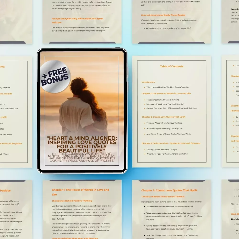 Heart & Mind Aligned: Inspiring Love Quotes for a Positively Beautiful Life - eBook of Love and Positive Thinking Quotes