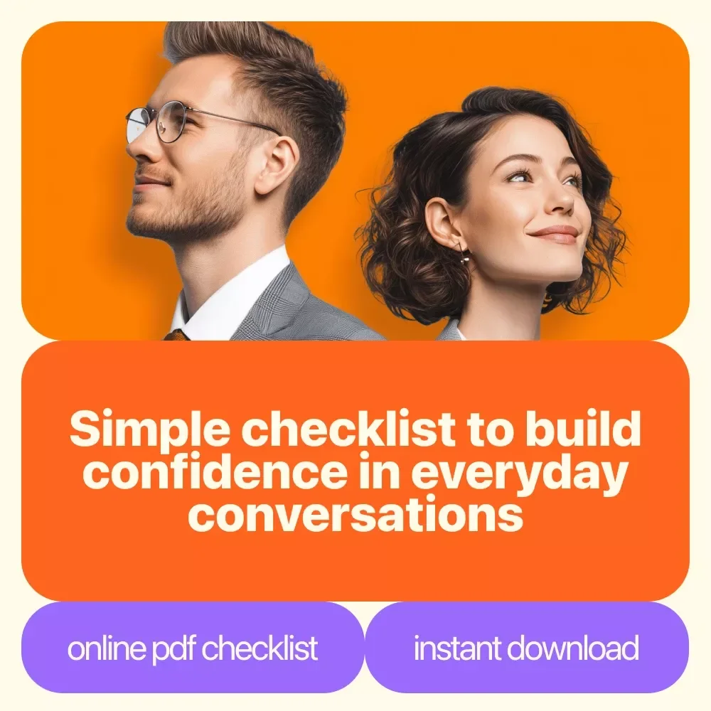 Confidence Conversation Checklist | Simple Guide for How to Be More Confident When Talking to Someone | Digital Confidence Checklist Download