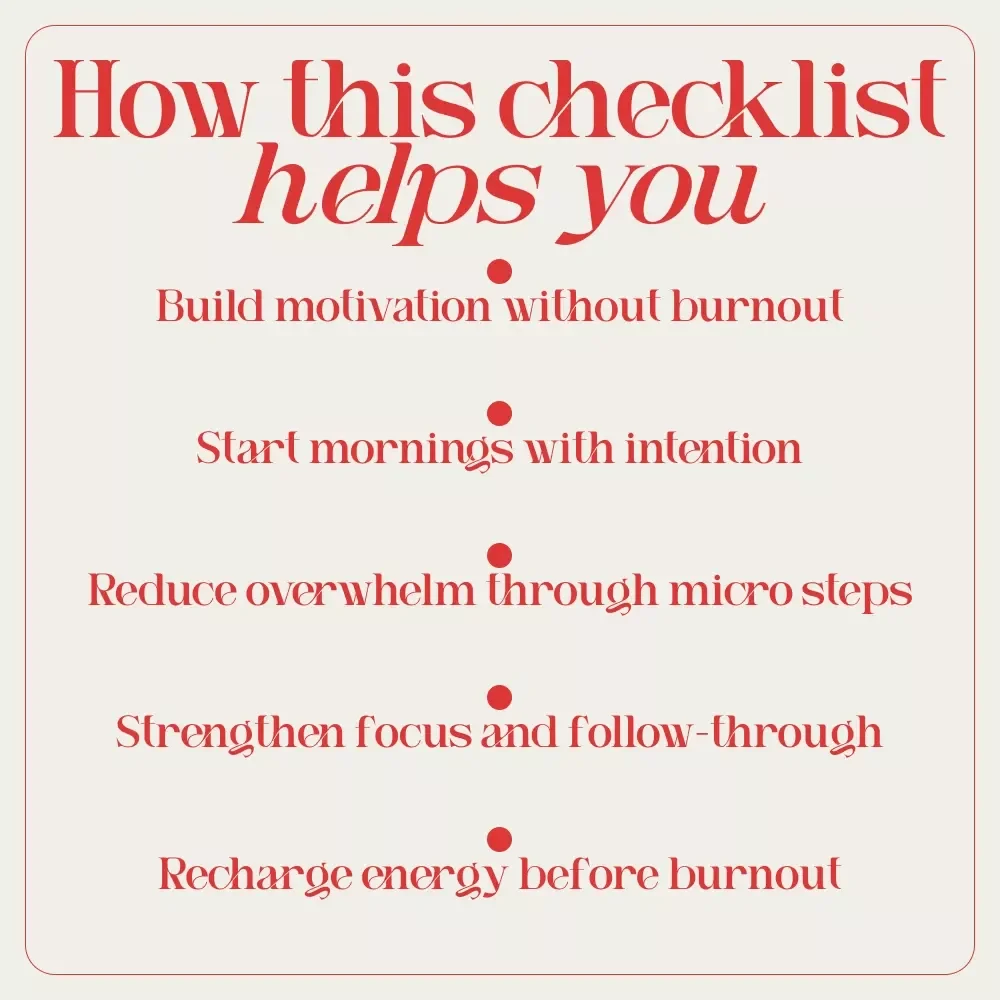 Your Ultimate Motivation Kickstart Checklist: Show Up, Shine, and Succeed! | Daily Work Motivation Guide for Anyone Wondering how to motivate myself to go to work
