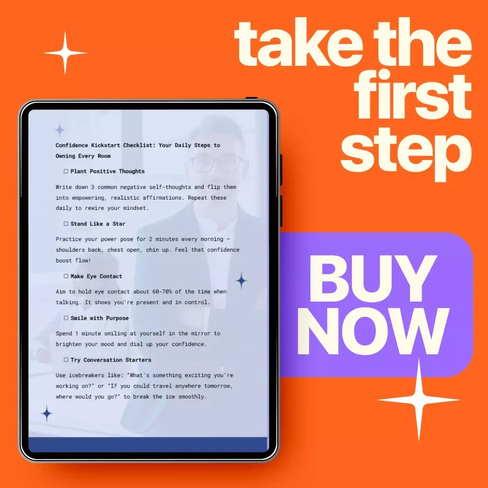 Confidence Kickstart Checklist: Your Daily Steps to Owning Every Room - Digital Download for Boosting Confidence in Front of Others