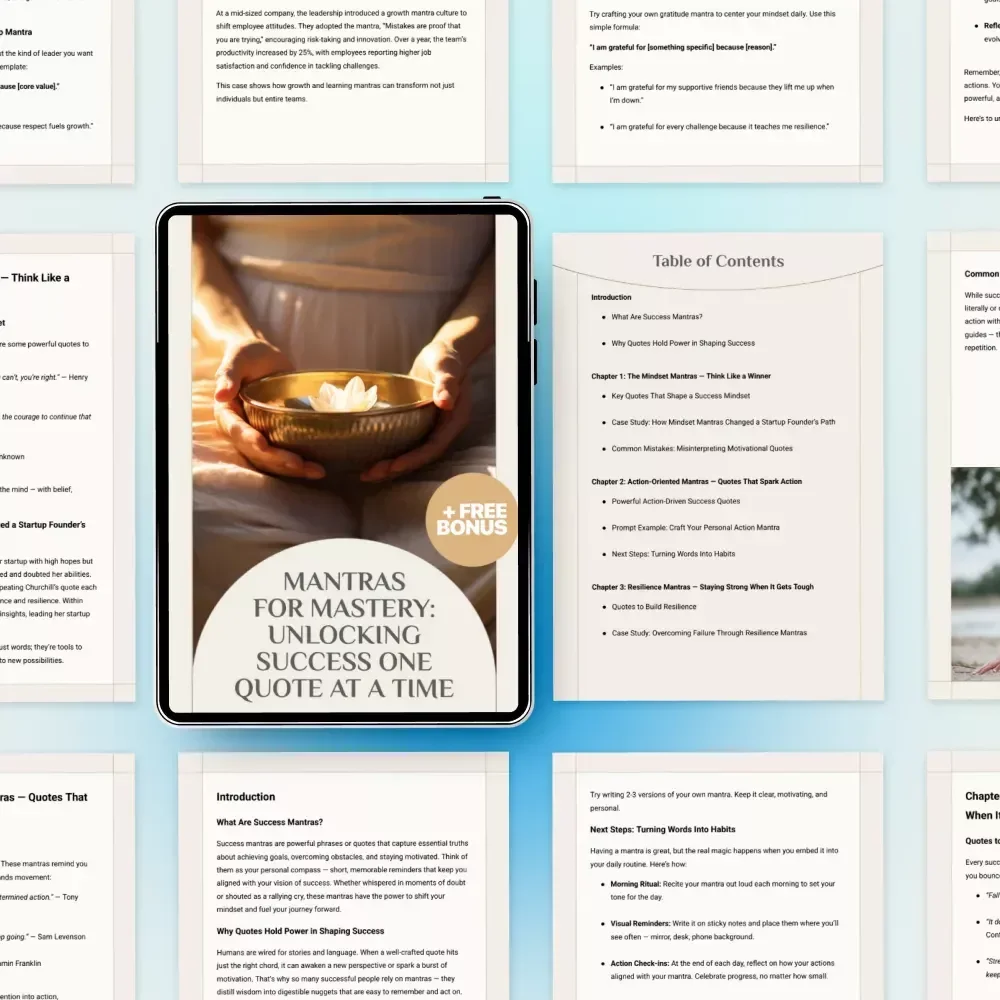 Mantras for Mastery: Unlocking Success One Quote at a Time — Inspiring Success Mantra Quotes eBook for Motivation and Personal Growth