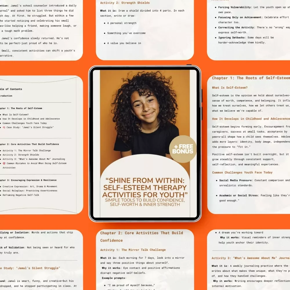 Shine From Within: Self-Esteem Therapy Activities for Youth | Confidence-Building Guide for Teens, Counselors & Parents