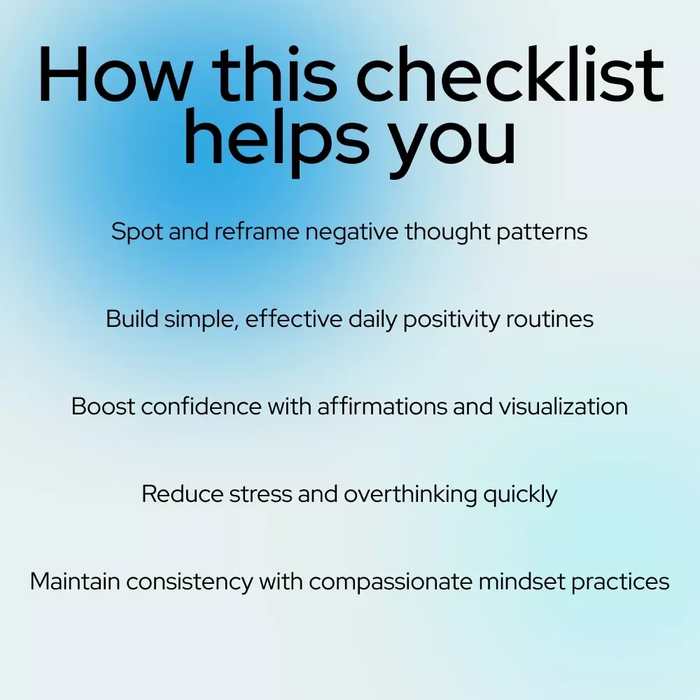 Flip the Switch Checklist: Your Step-by-Step Guide to Positive Thinking | How to Change Your Thought Process from Negative to Positive Daily Checklist