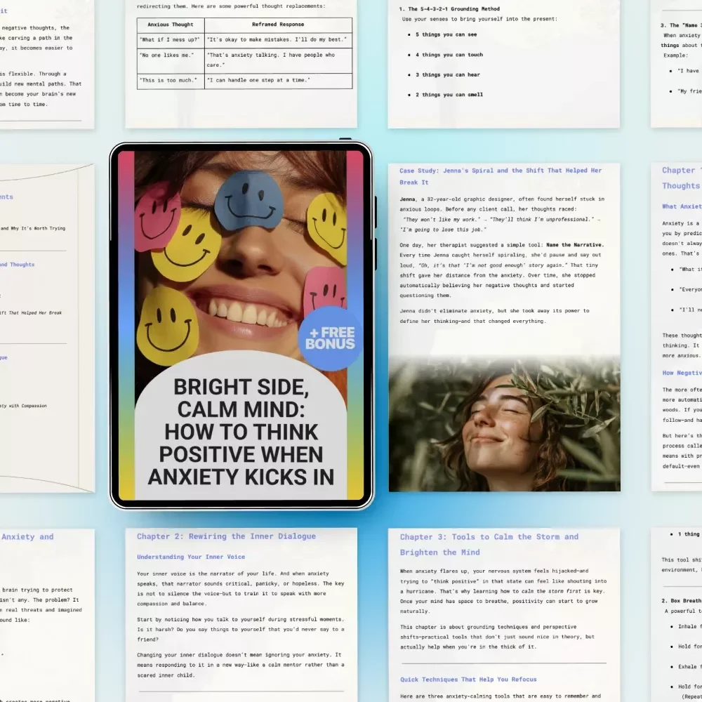 Bright Side, Calm Mind: How to Think Positive When Anxiety Kicks In – Practical Guide for Learning how to think positive when you have anxiety, Digital Download for Mental Wellness