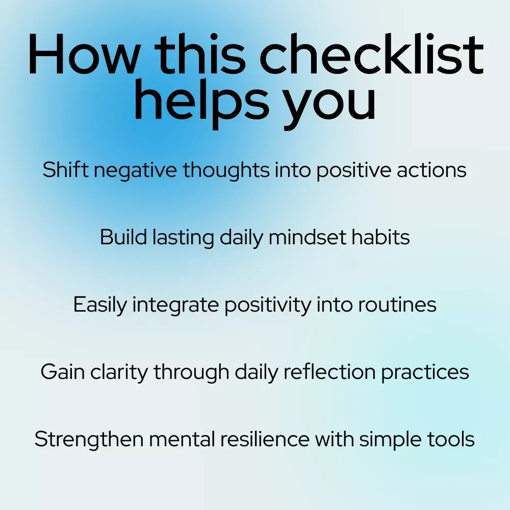 The Think Brighter Checklist: Your Quick-Start Guide to a More Positive Mindset | Digital Download for Positive Thinking