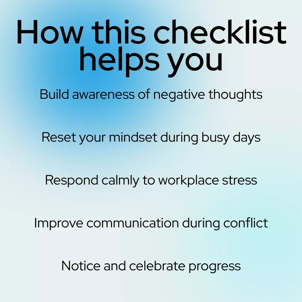 Your Bright Side at Work Checklist: 8 Simple Steps to a More Positive Attitude | Printable Workplace Mindset Reset | how to have a more positive attitude at work