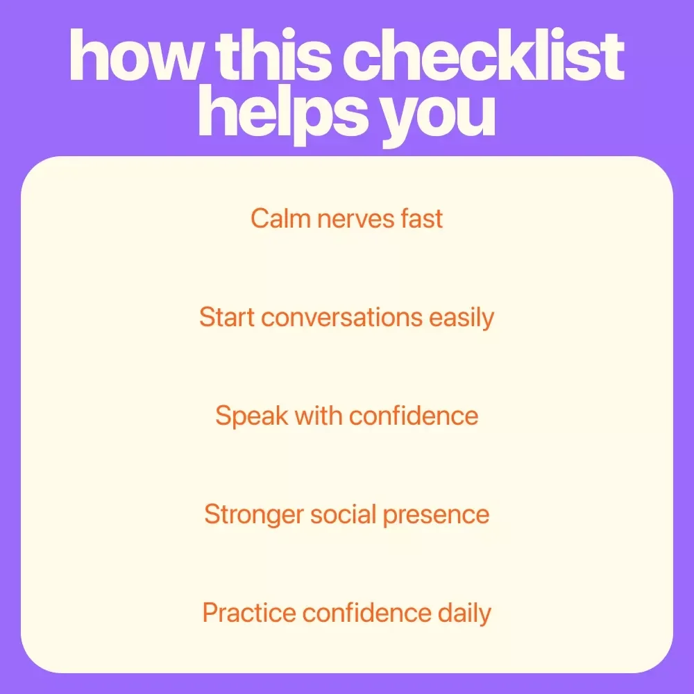 Confidence Conversation Checklist | Simple Guide for How to Be More Confident When Talking to Someone | Digital Confidence Checklist Download