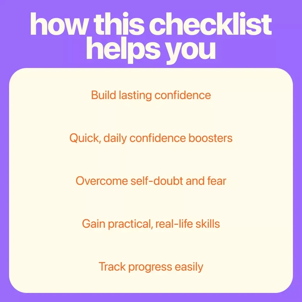 Confidence Kickstart Checklist: Your Step-by-Step Guide to Feeling Bold and Brave - Self Confidence Activities for Students