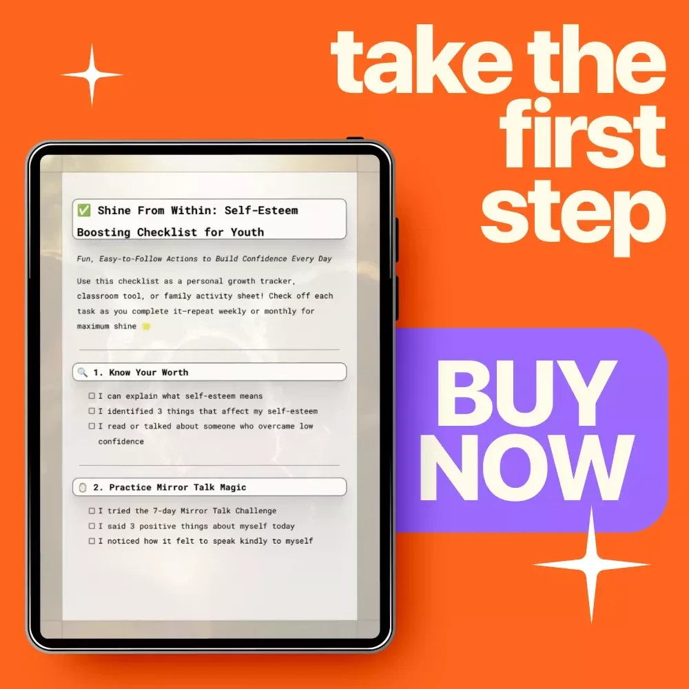 Shine From Within: Self-Esteem Boosting Checklist for Youth | Printable Confidence Builder | Self Esteem Therapy Activities for Youth