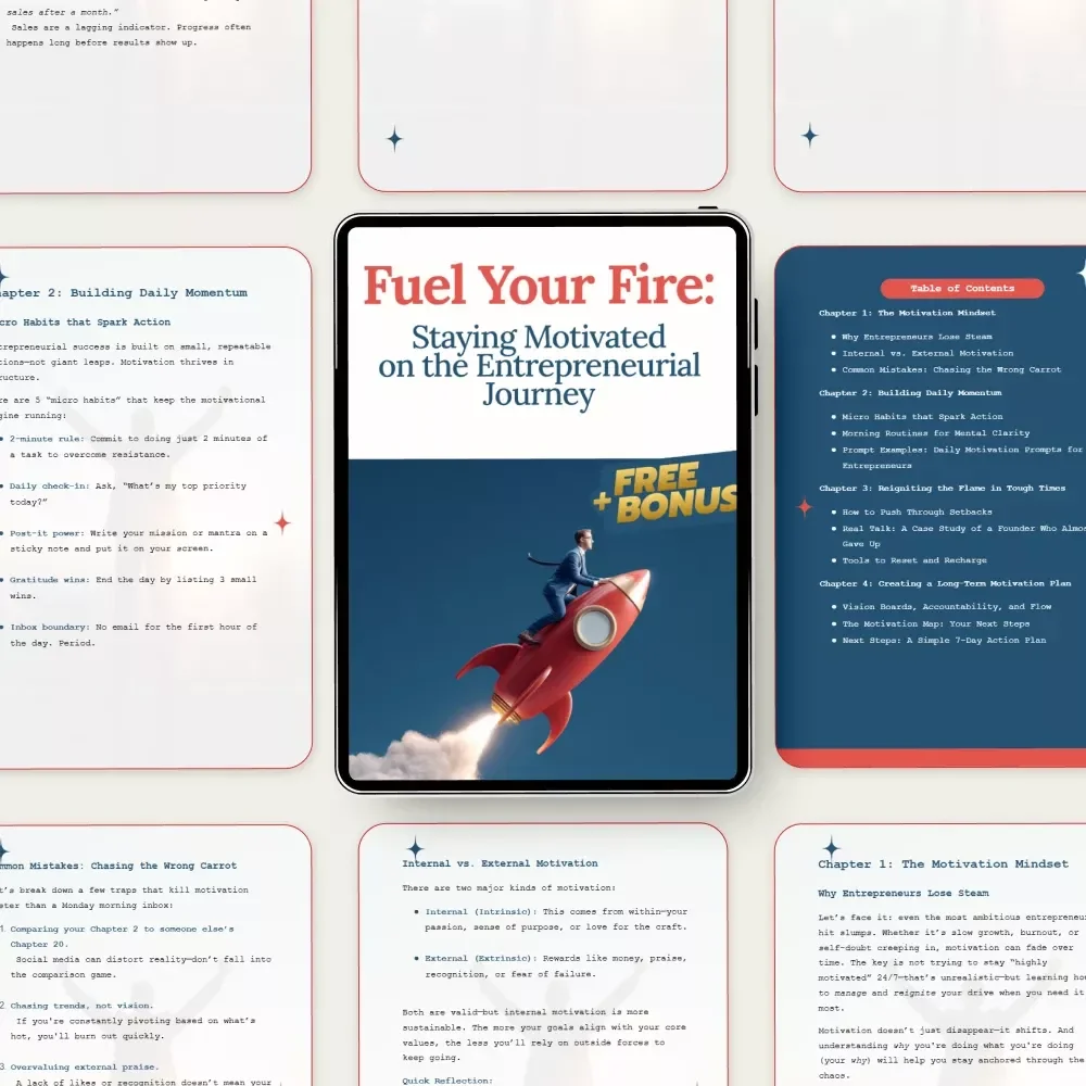 Fuel Your Fire: Staying Motivated on the Entrepreneurial Journey | Entrepreneur Motivation Guide, Business Mindset eBook, Daily Momentum & Long-Term Success Planner