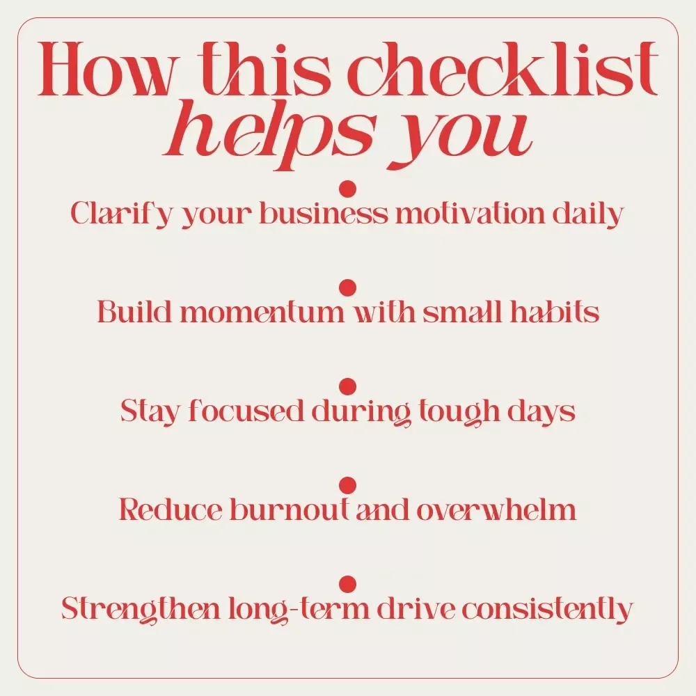 Entrepreneur Motivation Power Checklist — Spark Your Drive, Every Day | Digital Download for Entrepreneurs, Business Motivation Guide, Daily Productivity & Mindset Planner