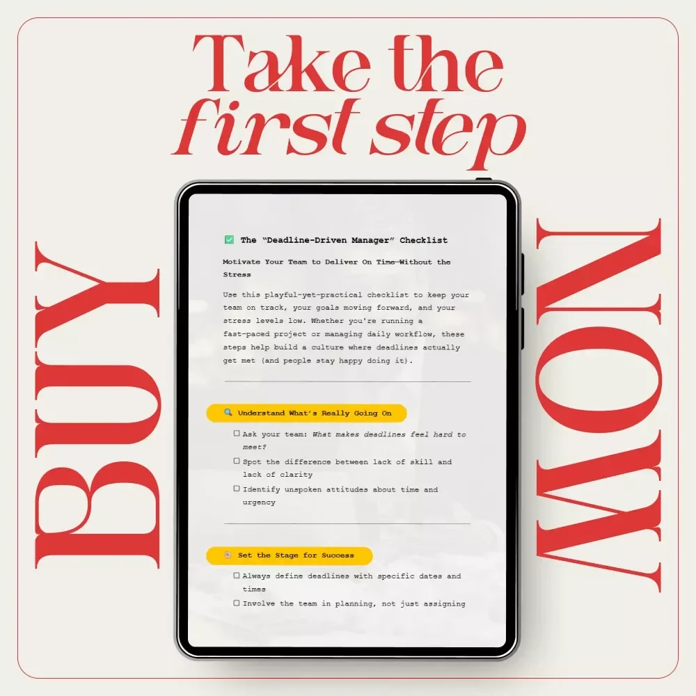 The “Deadline-Driven Manager” Checklist | Team Productivity Checklist, Deadline Management Guide, Leadership Workflow Tool for Managers