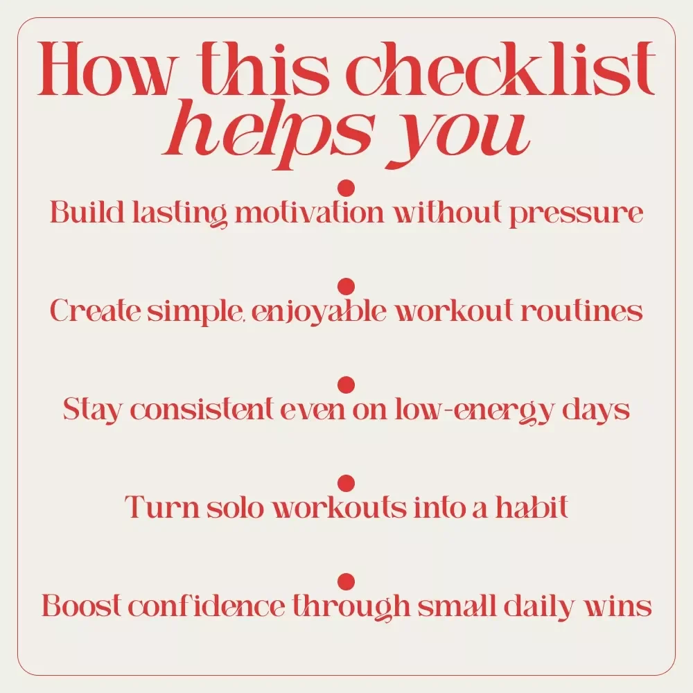Solo Sweat Success: Your Ultimate Motivation Checklist – Digital Fitness Motivation Guide for Working Out Alone, At-Home Workout Checklist & Self-Discipline Planner Download