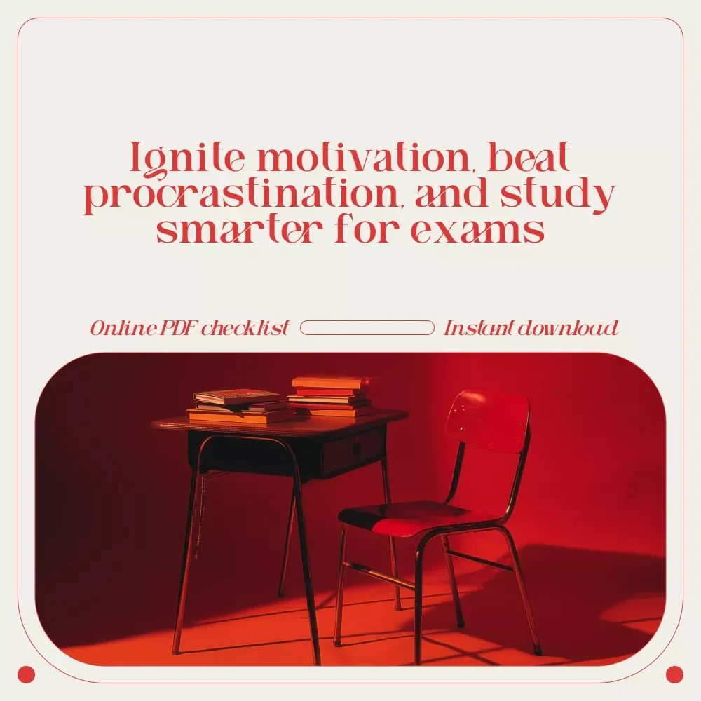 Study Spark Checklist: Light Up Your Motivation & Crush Your Exams | How to Get Motivated to Study for Exams | Printable Study Motivation Checklist