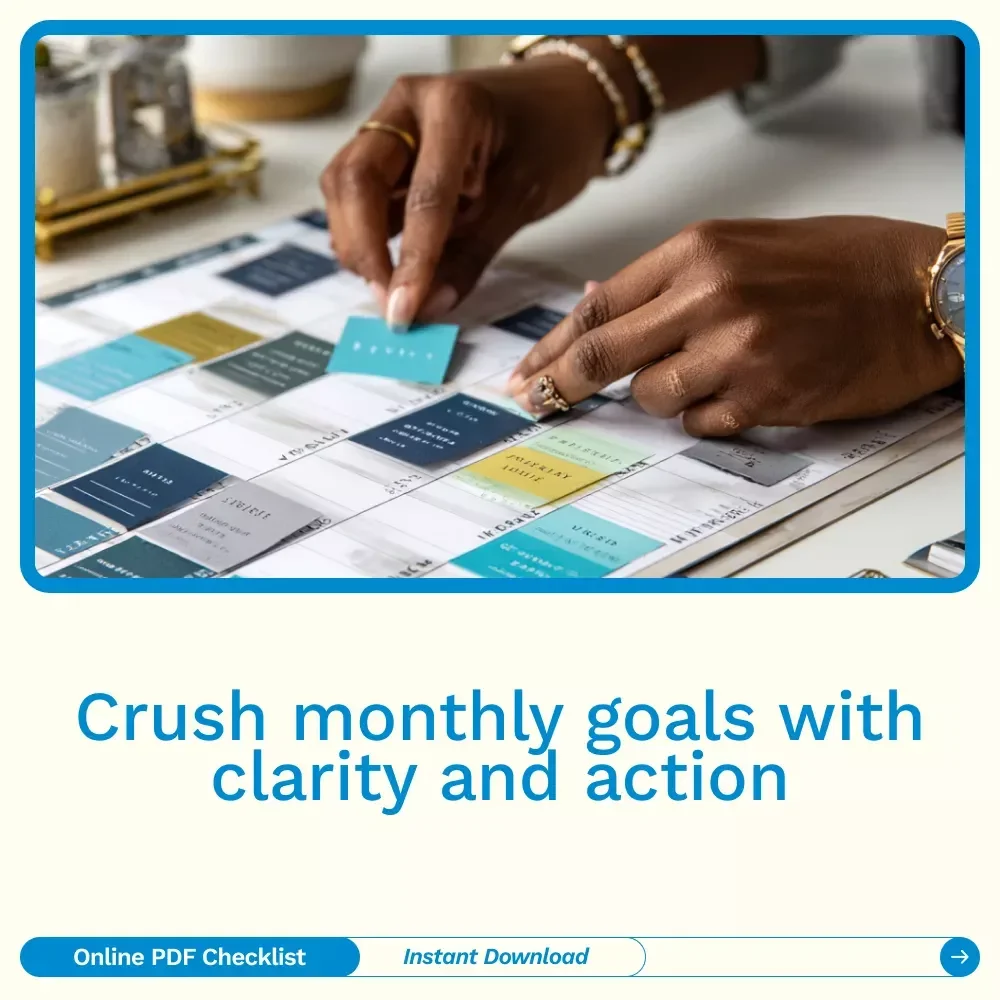 Your Monthly Goal-Setting Power Checklist: Crush It in 30 Days! | Monthly Planner Printable | How to Set Goals for the Month | Productivity & Motivation Tool