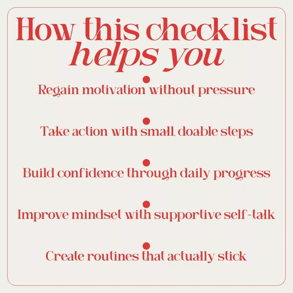 Checklist: Your Ultimate Motivation Kickstart — Simple Steps to Keep Moving Forward When Life Gets Tough | Printable Self-Care Planner | How to Motivate Yourself in Difficult Times | Instant Download