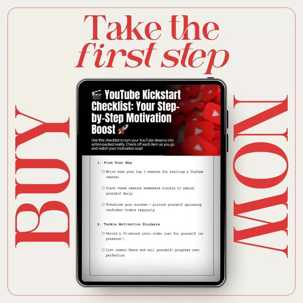 YouTube Kickstart Checklist: Your Step-by-Step Motivation Boost | Beginner Creator Planner | How to Get Motivated to Make YouTube Videos Digital Checklist