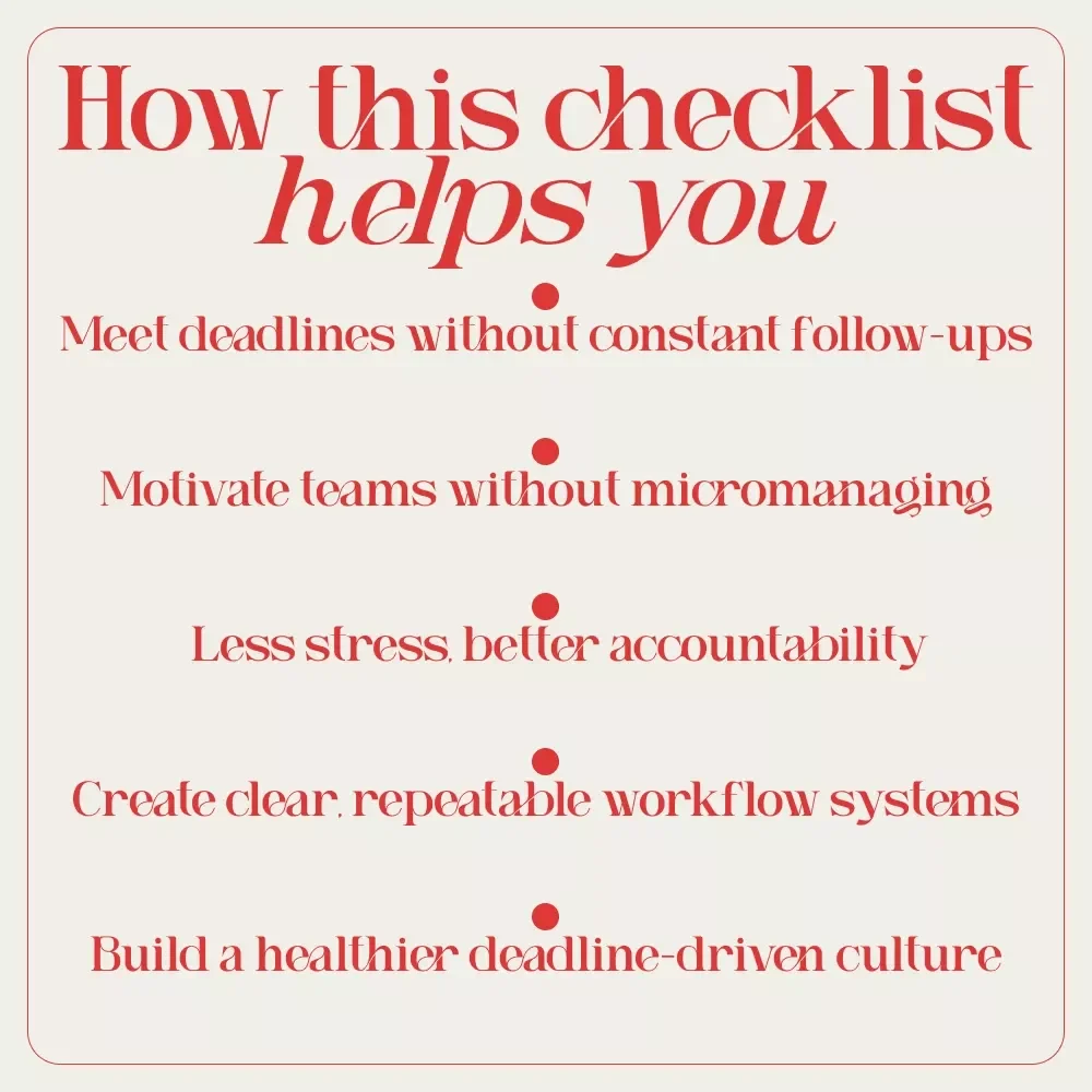 The “Deadline-Driven Manager” Checklist | Team Productivity Checklist, Deadline Management Guide, Leadership Workflow Tool for Managers
