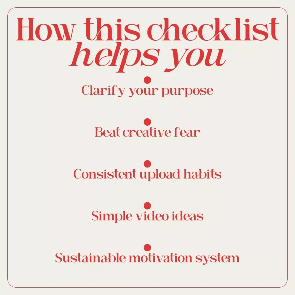YouTube Kickstart Checklist: Your Step-by-Step Motivation Boost | Beginner Creator Planner | How to Get Motivated to Make YouTube Videos Digital Checklist