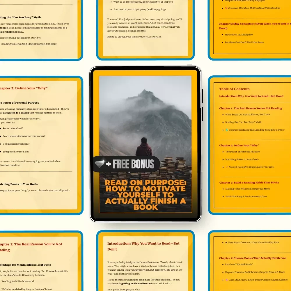 Read On Purpose: How to Motivate Yourself to Actually Finish a Book | Reading Motivation Guide, Build a Reading Habit, Digital eBook for Busy Readers