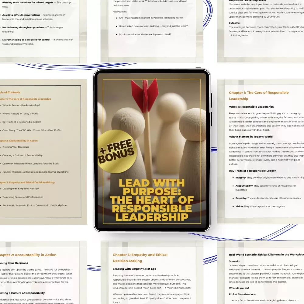 Lead with Purpose: The Heart of Responsible Leadership | Responsible Leadership Qualities Guide | Ethical Leadership, Accountability & Integrity Workbook