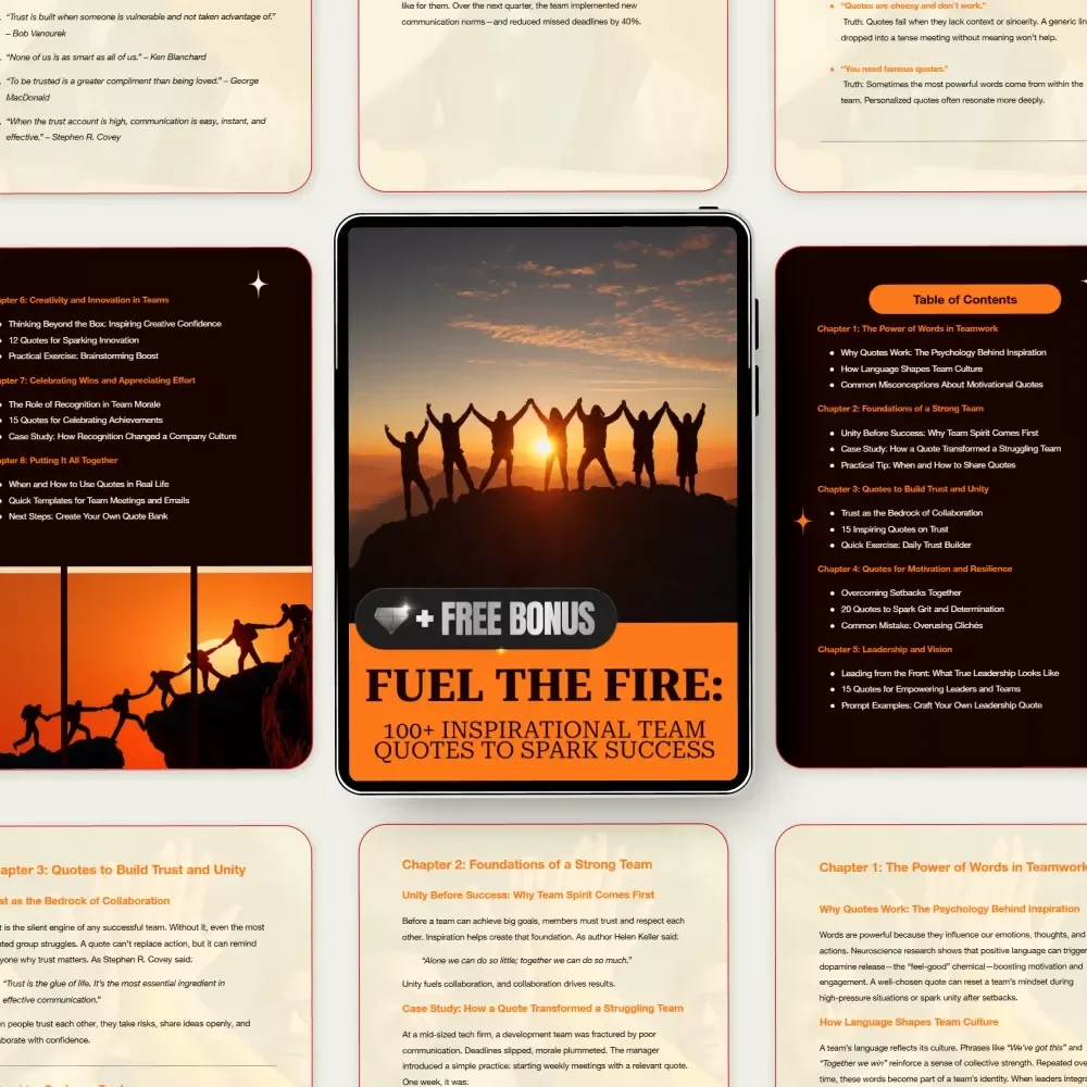 Fuel the Fire: 100+ Inspirational Team Quotes to Spark Success | Team Motivation Guide | Leadership & Teamwork Digital Download