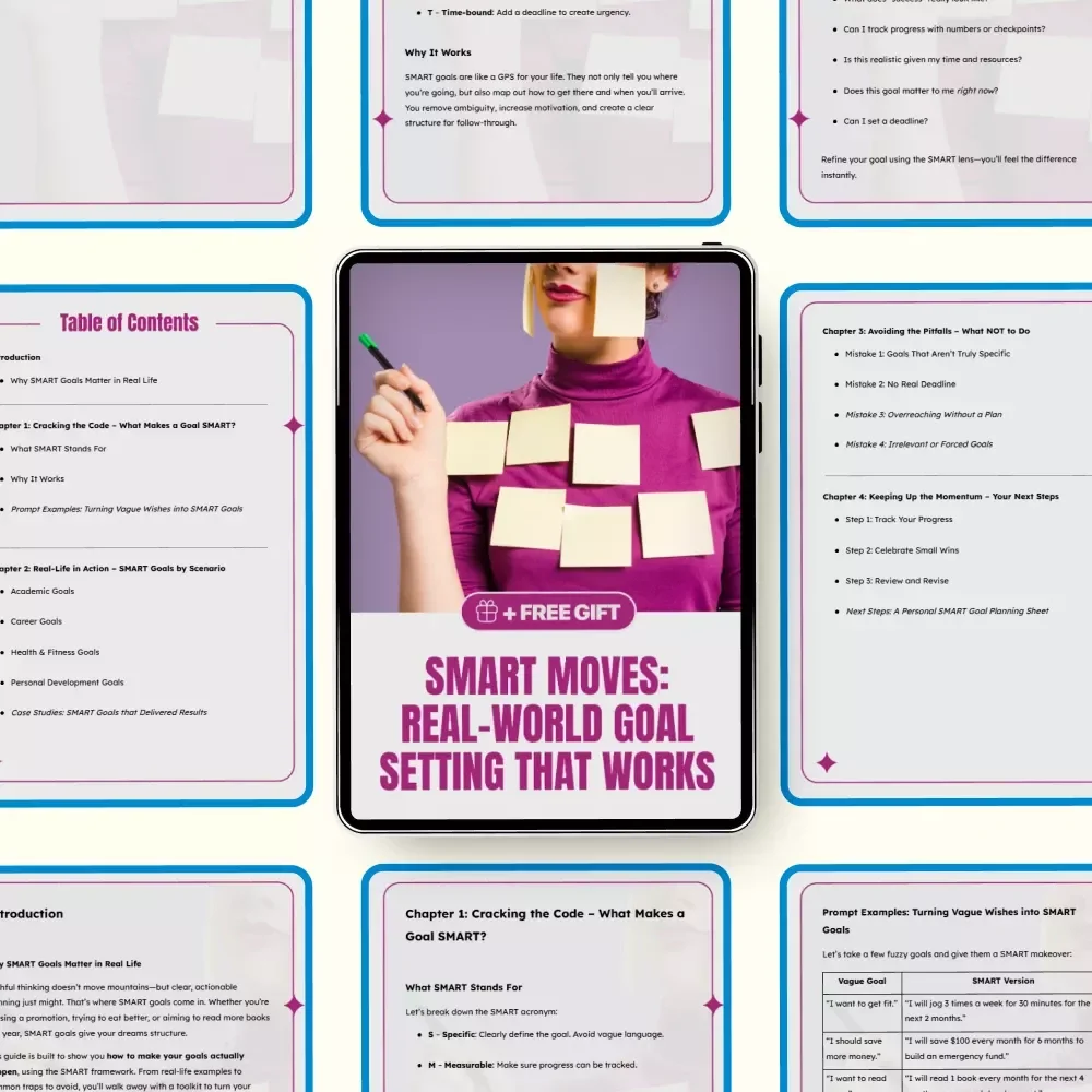 SMART Moves: Real-World Goal Setting That Works | Practical Guide with Examples of SMART Goals | Digital Download for Students, Professionals & Personal Growth