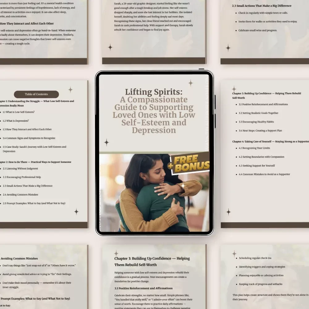 Lifting Spirits: A Compassionate Guide to Supporting Loved Ones with Low Self-Esteem and Depression | How to Help Someone with Low Self Esteem and Depression | Digital Guide Download