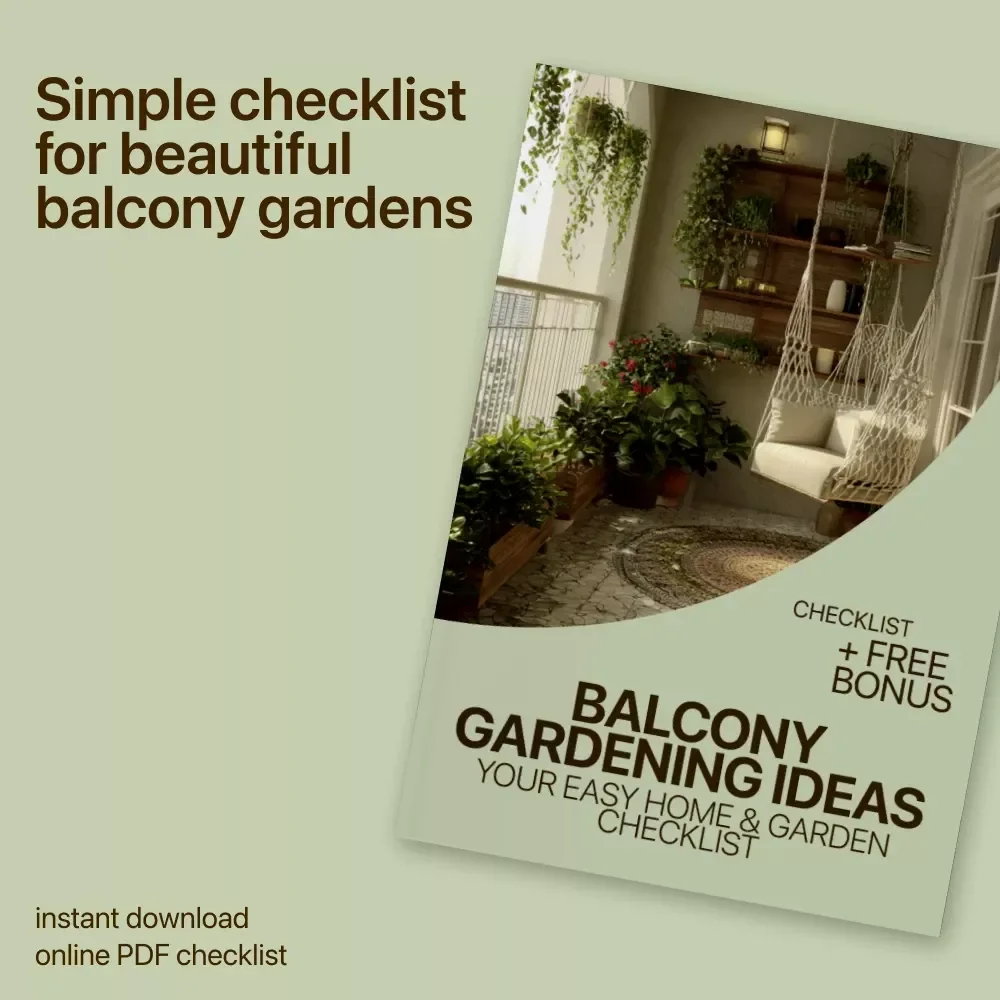 Balcony Gardening Ideas: Your Easy Home & Garden Checklist | Small Space Balcony Gardening Ideas Guide, Printable Digital Checklist for Urban Gardens