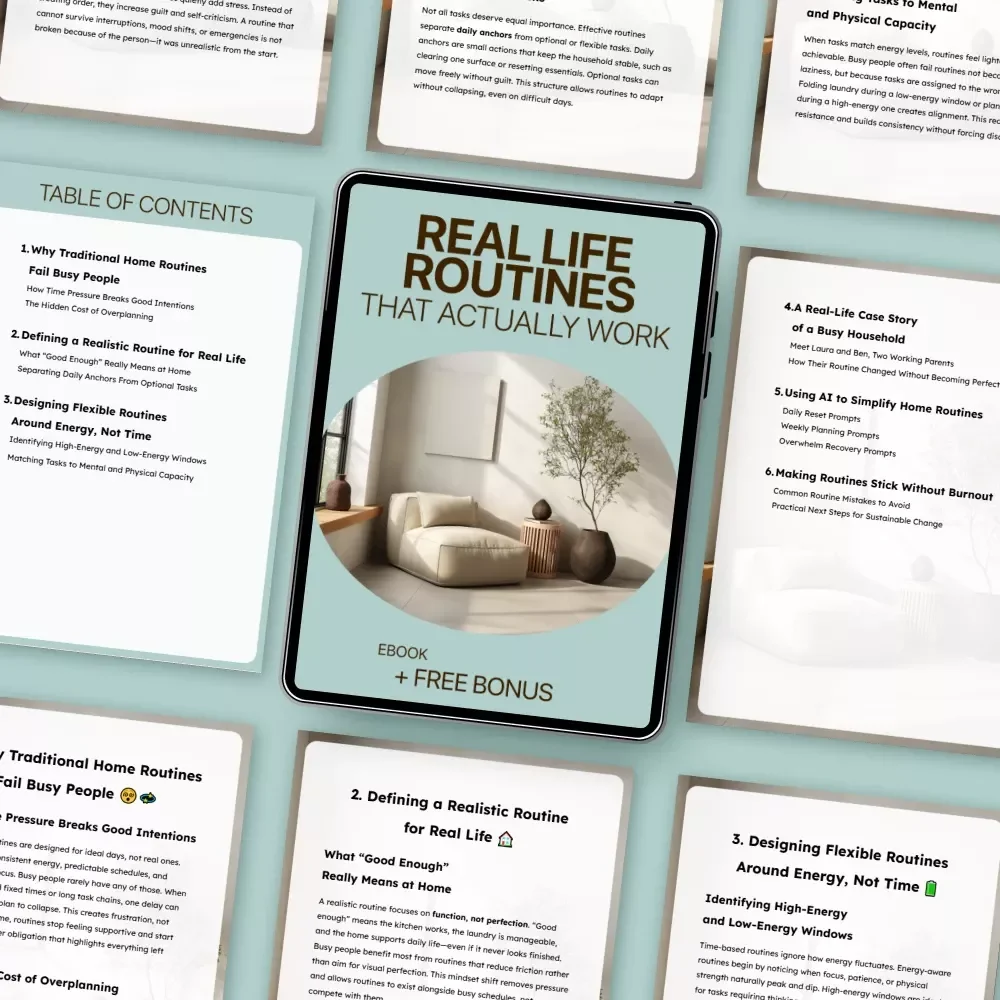 Real Life Routines That Actually Work – A Practical Ebook with Realistic Home Routines for Busy People, Flexible Daily Systems, No-Perfect-Morning Method, Sustainable Home Planning Guide