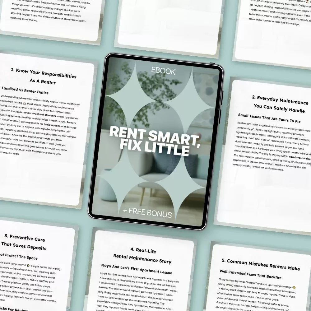 Rent Smart, Fix Little | Practical Ebook for Home Maintenance for Renters | Simple Guide to Rental Repairs, Lease Know-How & Deposit Protection
