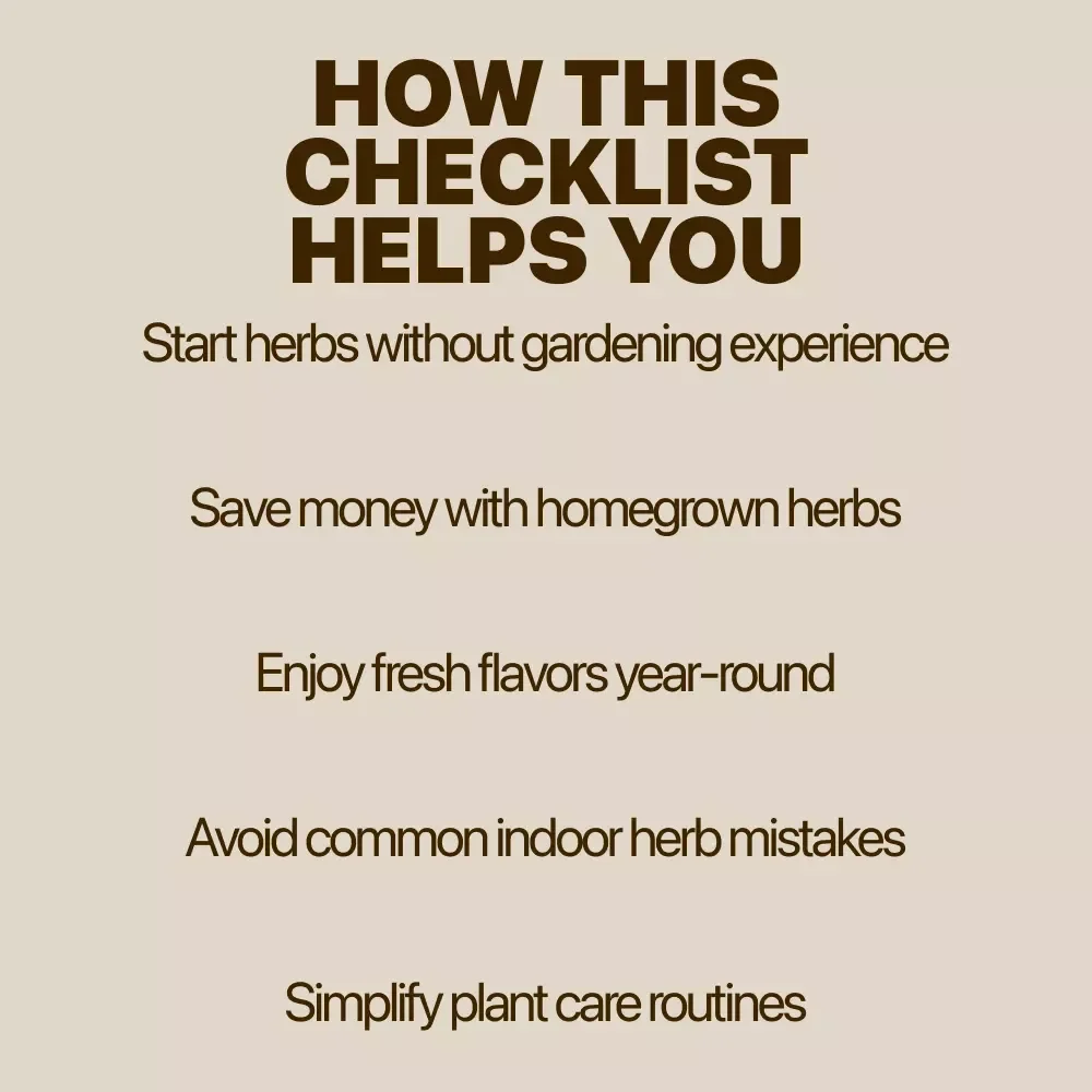 Easy Herbs to Grow Indoors: Your Simple Checklist | Beginner-Friendly Indoor Herb Gardening Guide | Printable Kitchen Herb Checklist