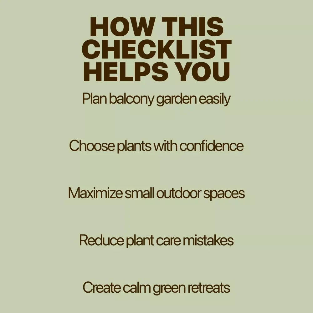 Balcony Gardening Ideas: Your Easy Home & Garden Checklist | Small Space Balcony Gardening Ideas Guide, Printable Digital Checklist for Urban Gardens