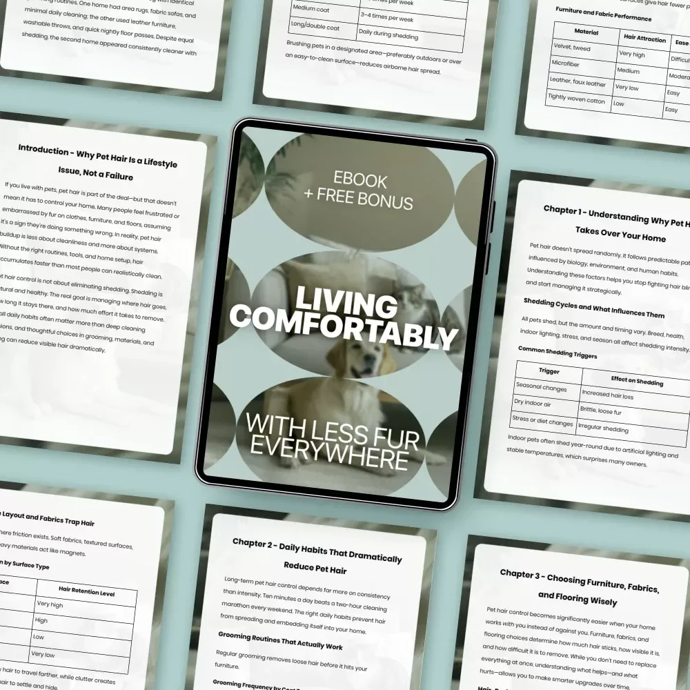 Living Comfortably With Less Fur Everywhere | Practical Ebook for a Cleaner Home | Smart Pet Hair Control Tips for Real Life